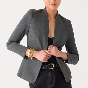 J.Crew 365 Open-Front Blazer Womens 6 Heather Graphite Gray Collarless Workwear